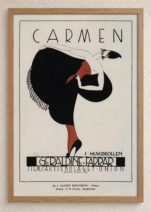 Carmen, filmski plakat iz 1918., poster u braon drvenom ramu