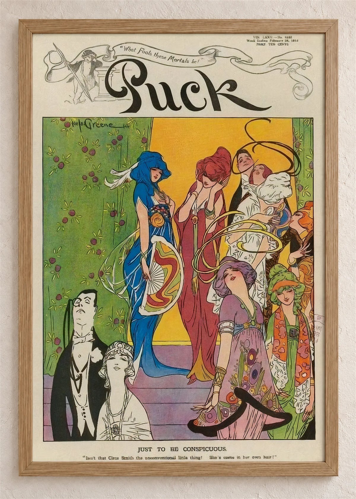 Naslovnica magazina Puck, 1914, poster u braon drvenom ramu
