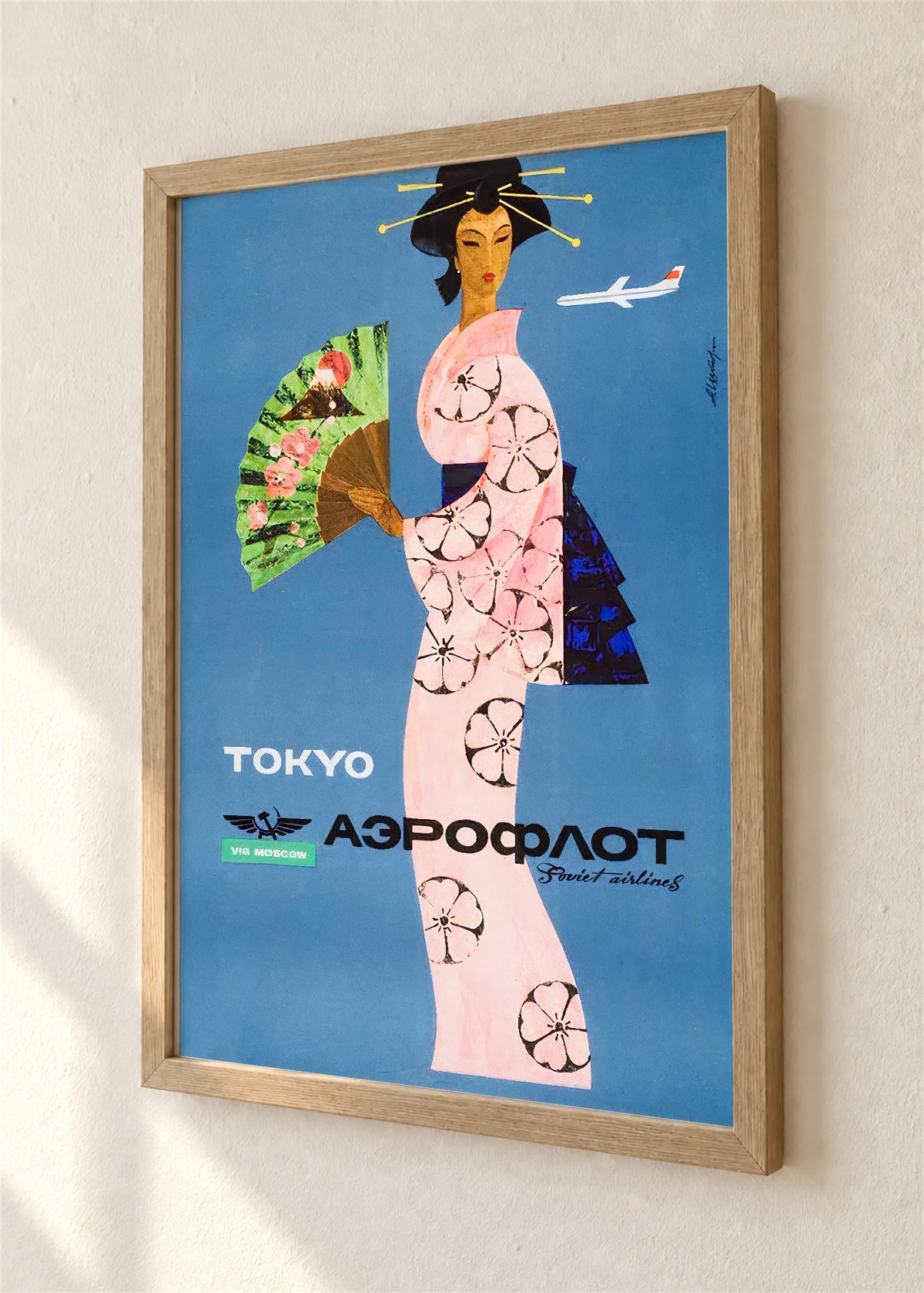 Aeroflot, Tokio preko Moskve, braon ram, detalj
