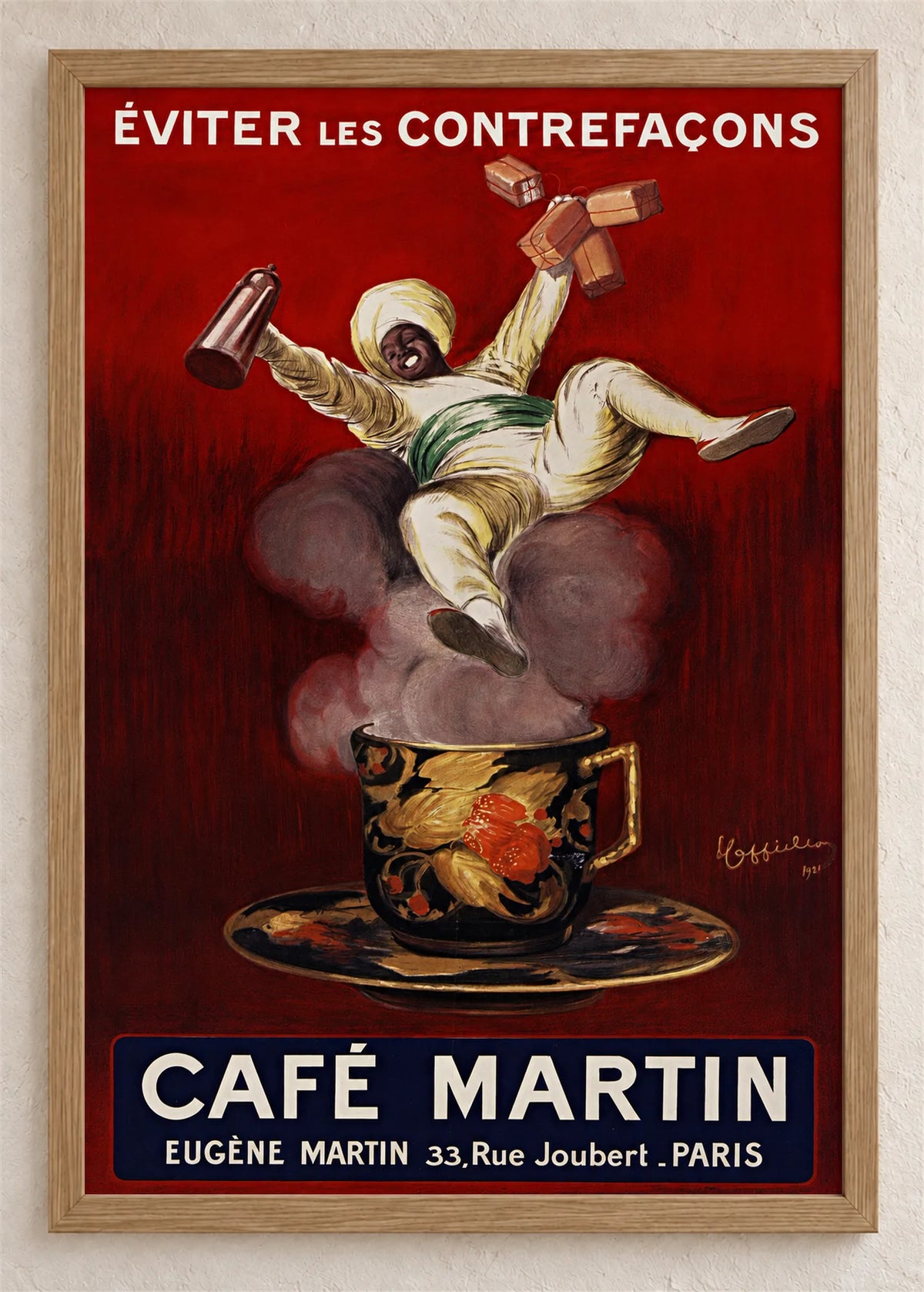 Café Martin, poster u braon drvenom ramu