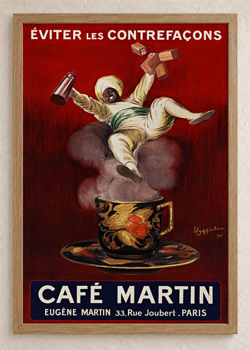 Café Martin, poster u braon drvenom ramu