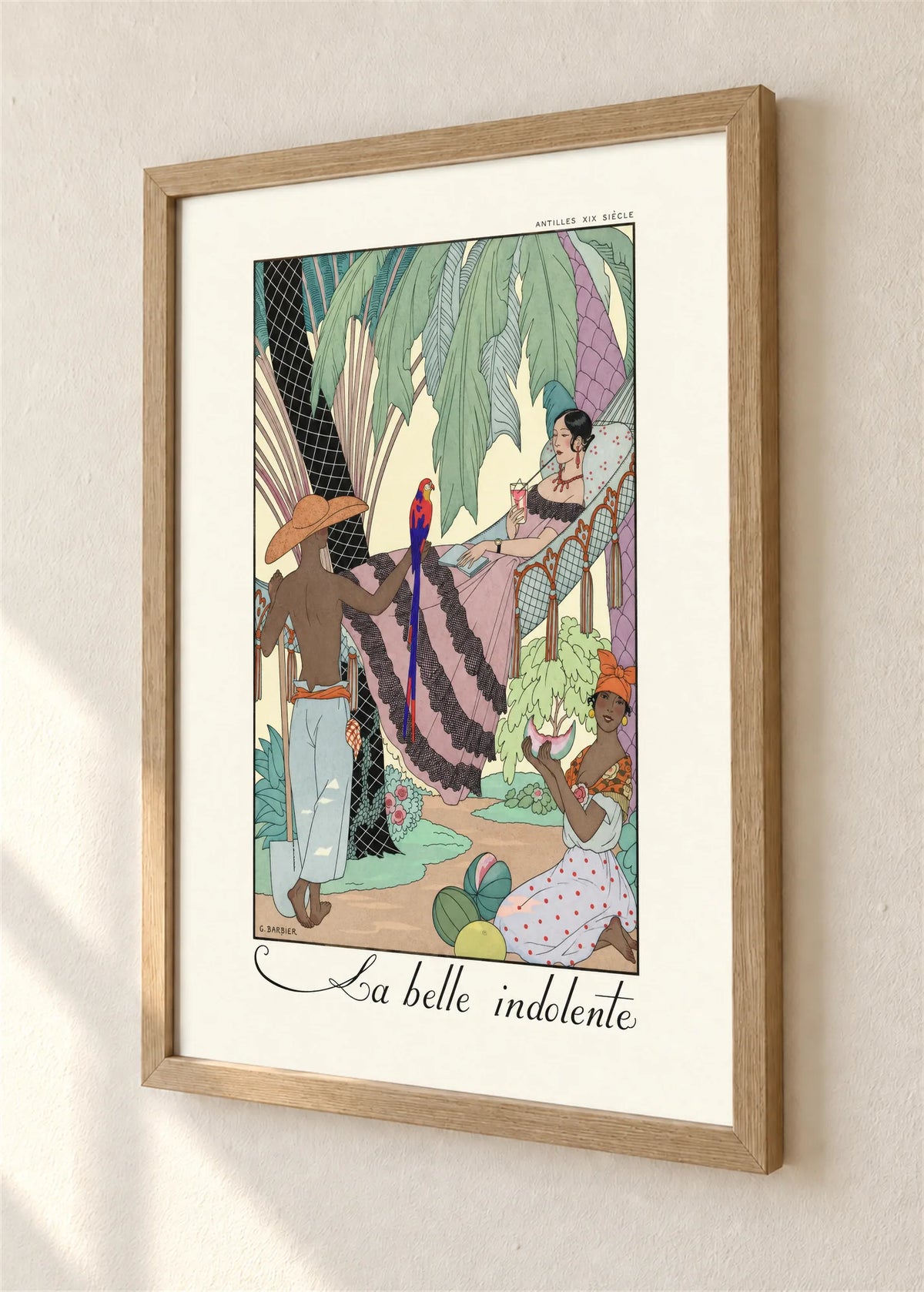 La belle indolente, braon ram, detalj
