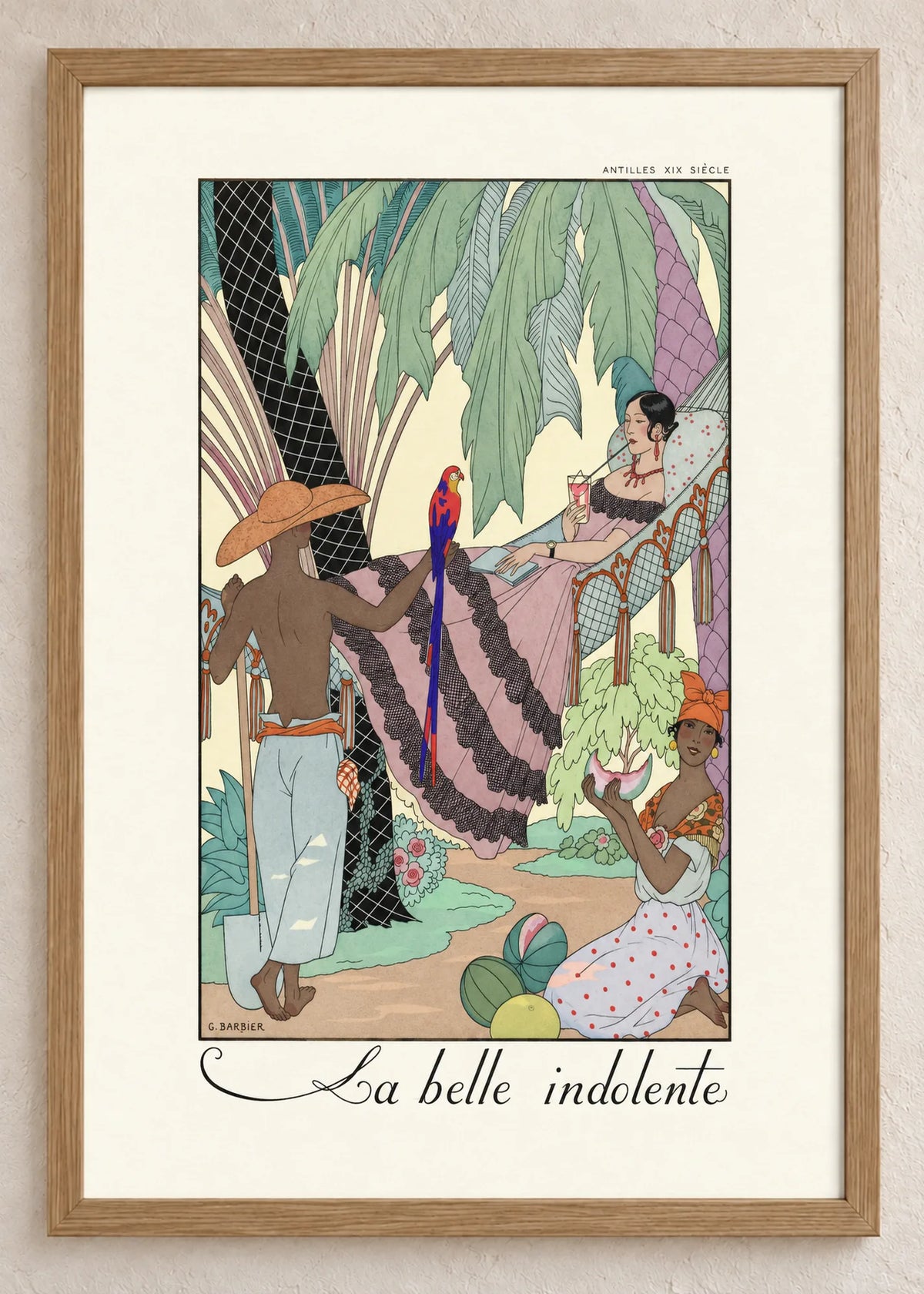 Georges Barbier: set od 3 postera, La belle indolente, u braon ramu