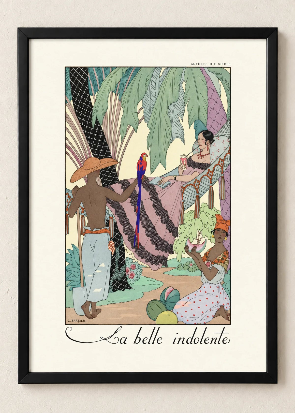 Georges Barbier: set od 3 postera, La belle indolente, u crnim ramu