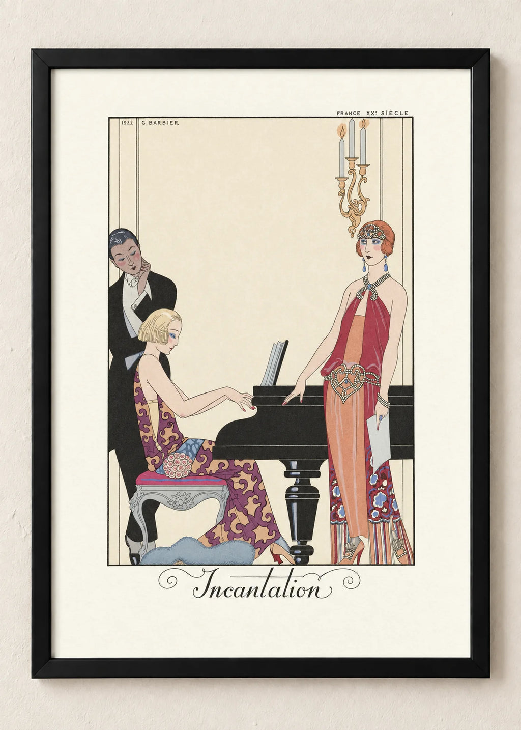 Georges Barbier: set od 3 postera, Incantation, u crnim ramu