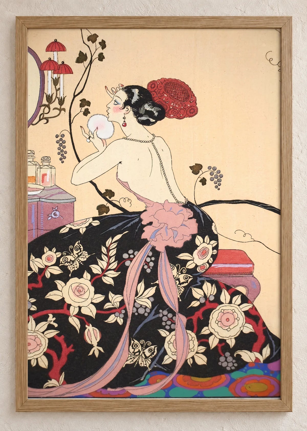 Georges Barbier: moda i boje, set od 4 postera, Le Bonheur du Jour ou Les Graces a la Mode, u braon ramu