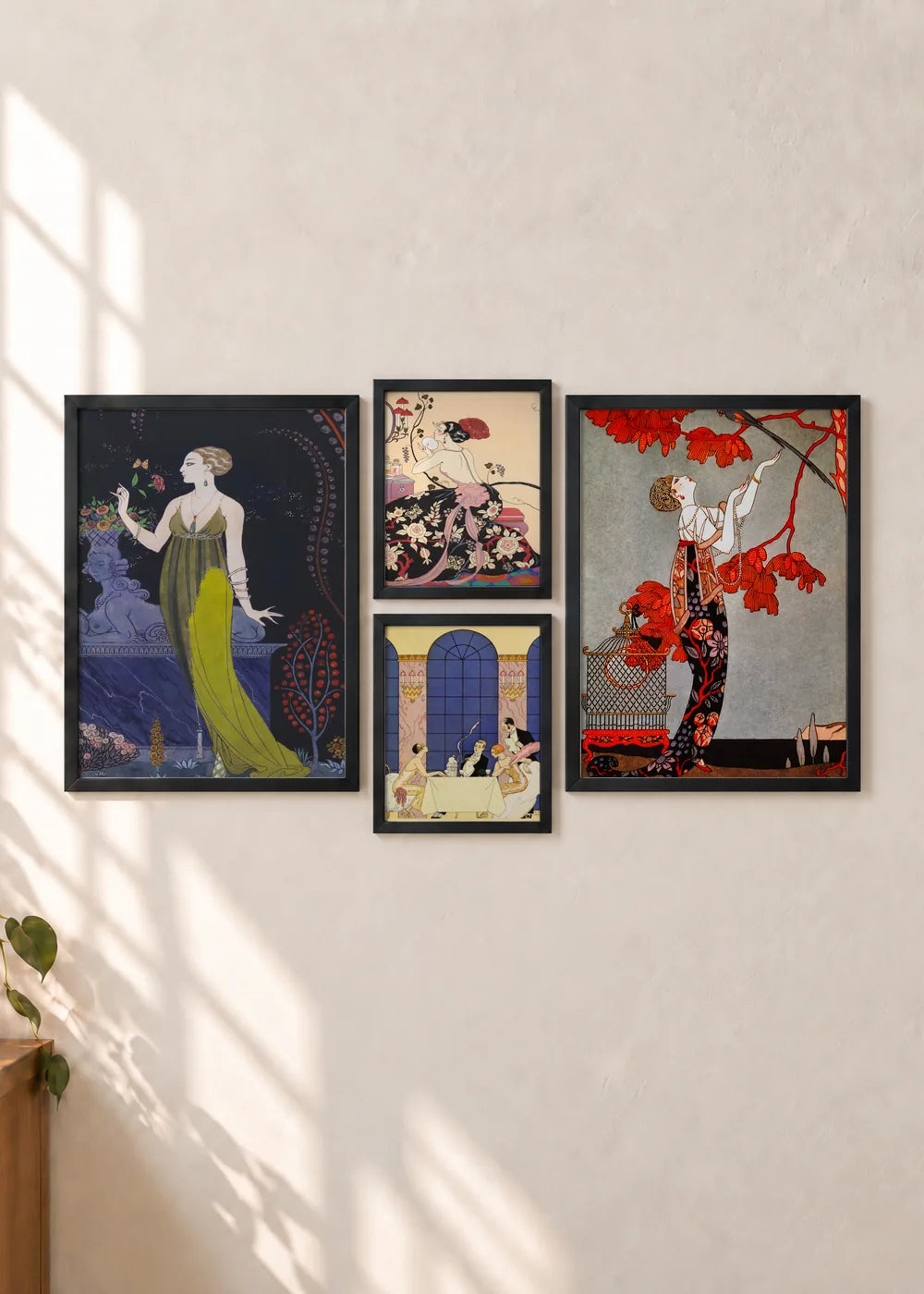 Georges Barbier: moda i boje, set od 4 postera, ceo set u crnim ramovima