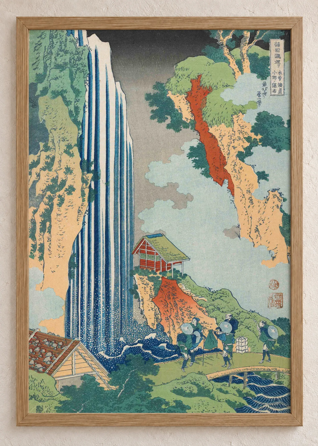 Hokusai: Veliki talas i vodopadi, Ono Waterfall on the Kisokaido, u braon ramu