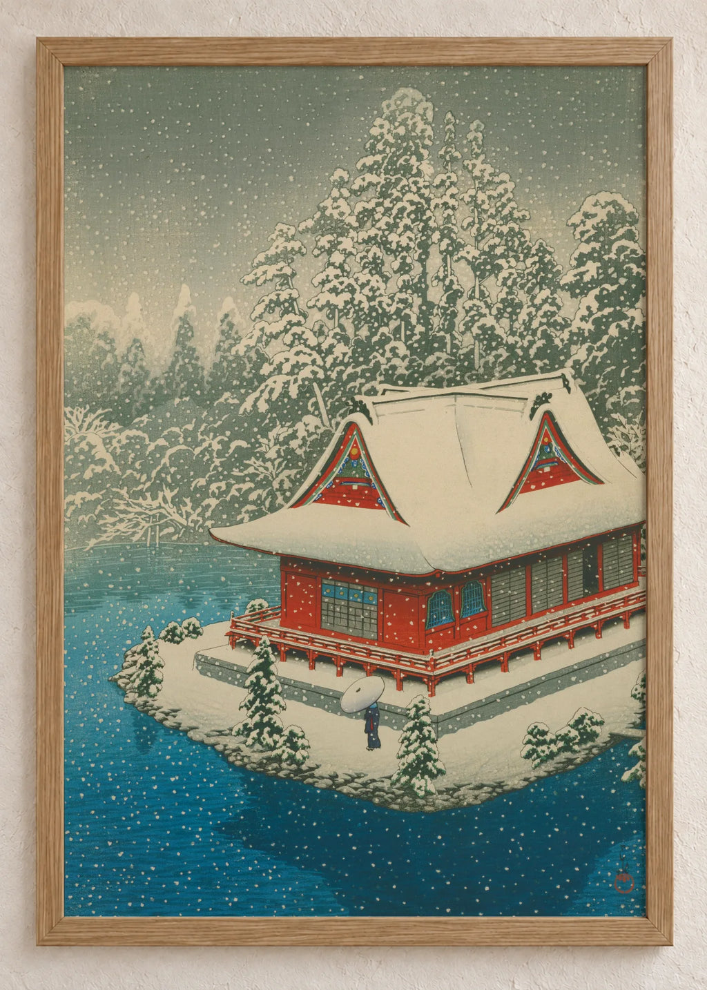 Hramovi u snegu: set od 3 postera, Red Temple in Snow, u braon ramu