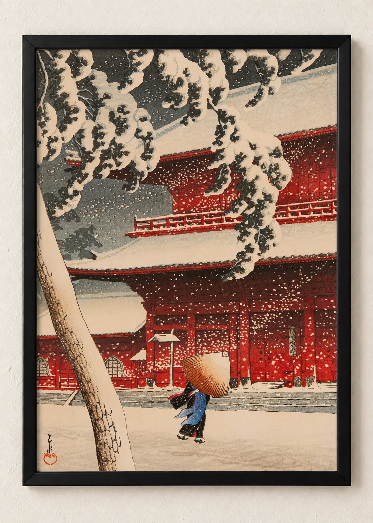 Hramovi u snegu: set od 3 postera, Zojoji Temple in Snow, u crnim ramu