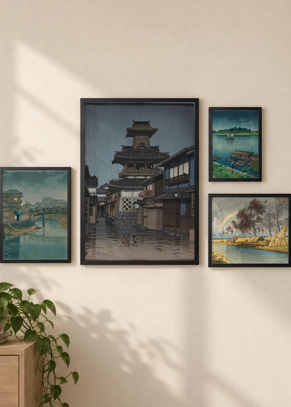 Japan posle kiše: set od 4 postera, ceo set u crnim ramovima