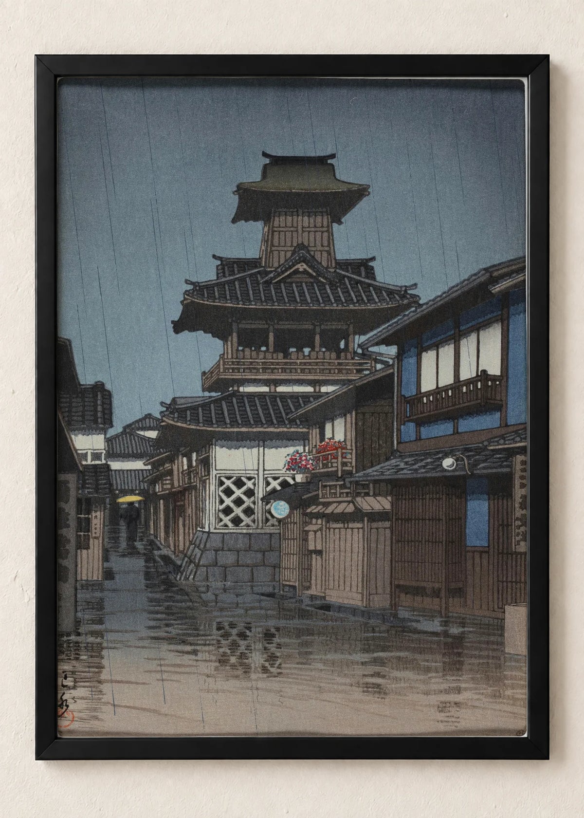 Japan posle kiše: set od 4 postera, Bell Tower, Okayama, u crnim ramu