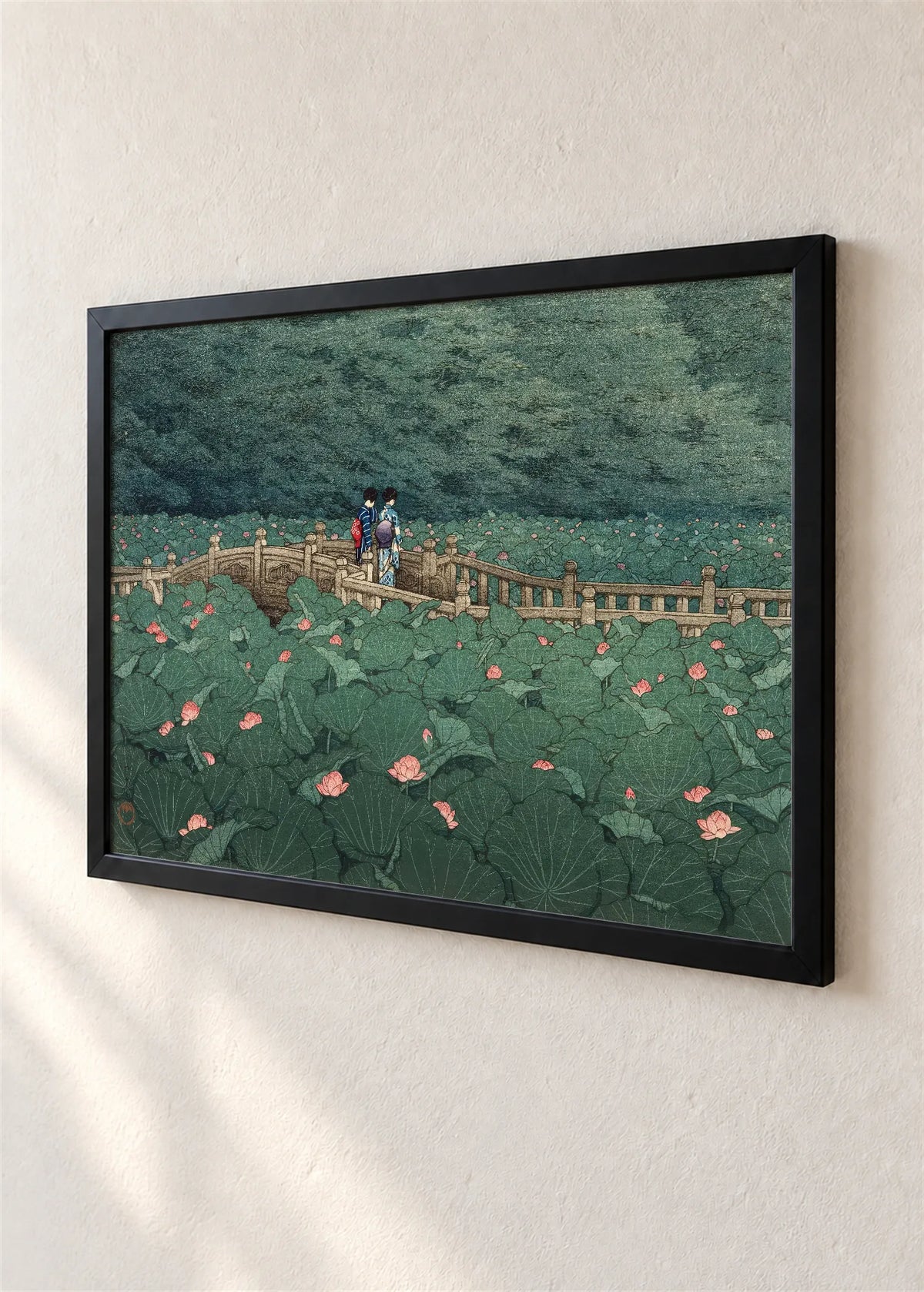 Most nad jezerom lotosa, crni ram, detalj