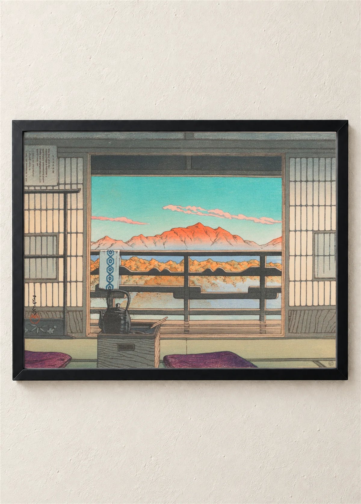 Pogled na planinu iz japanske sobe, poster u crnom ramu