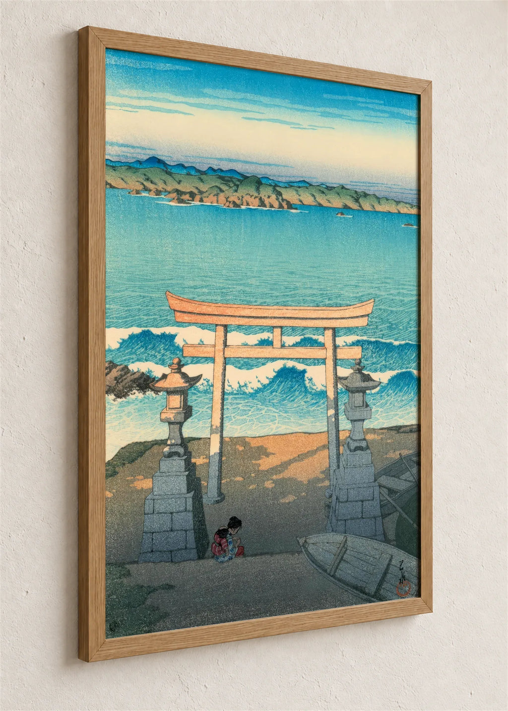 Torii kapija u moru, braon ram iz ugla