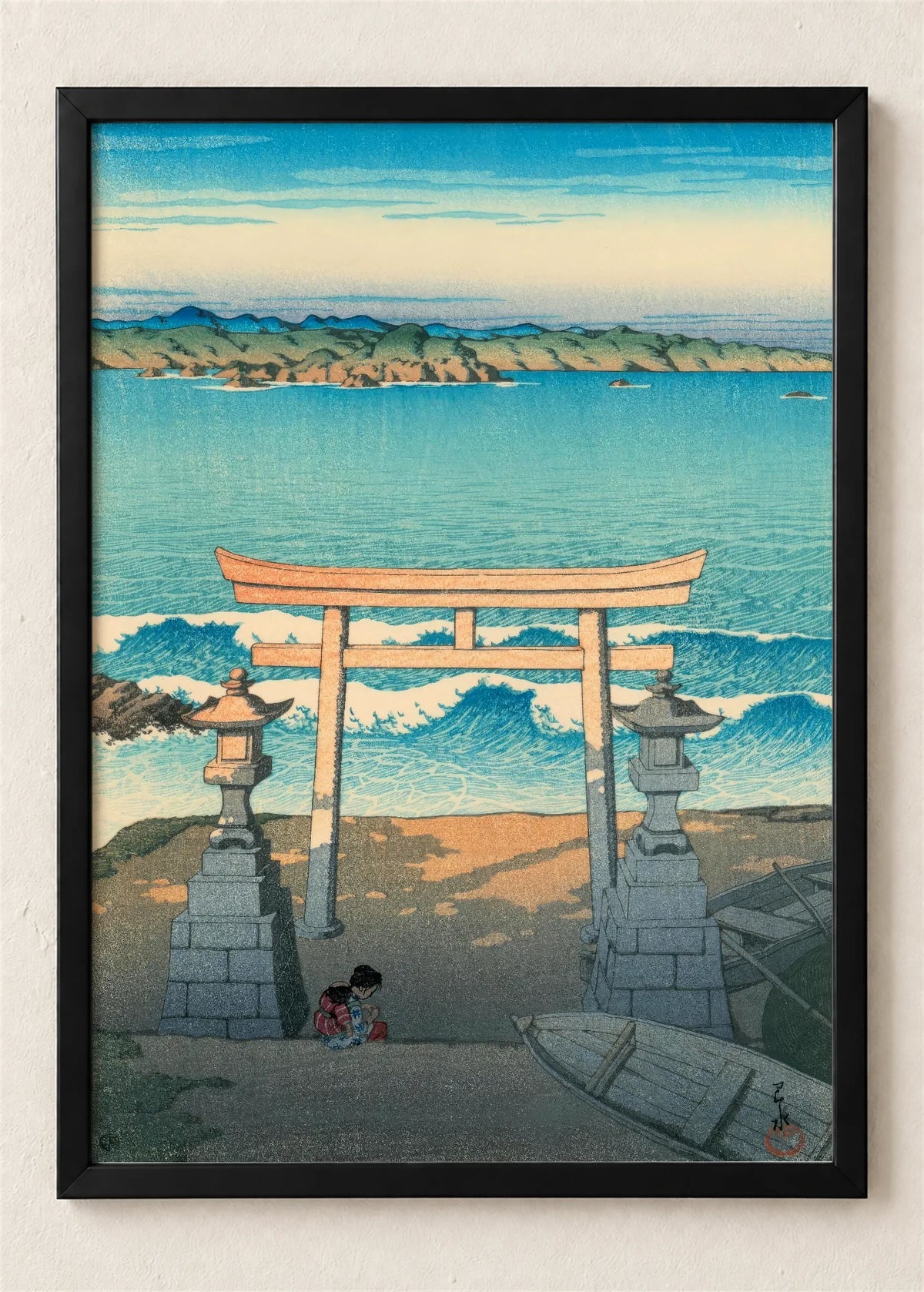 Torii kapija u moru, poster u crnom ramu