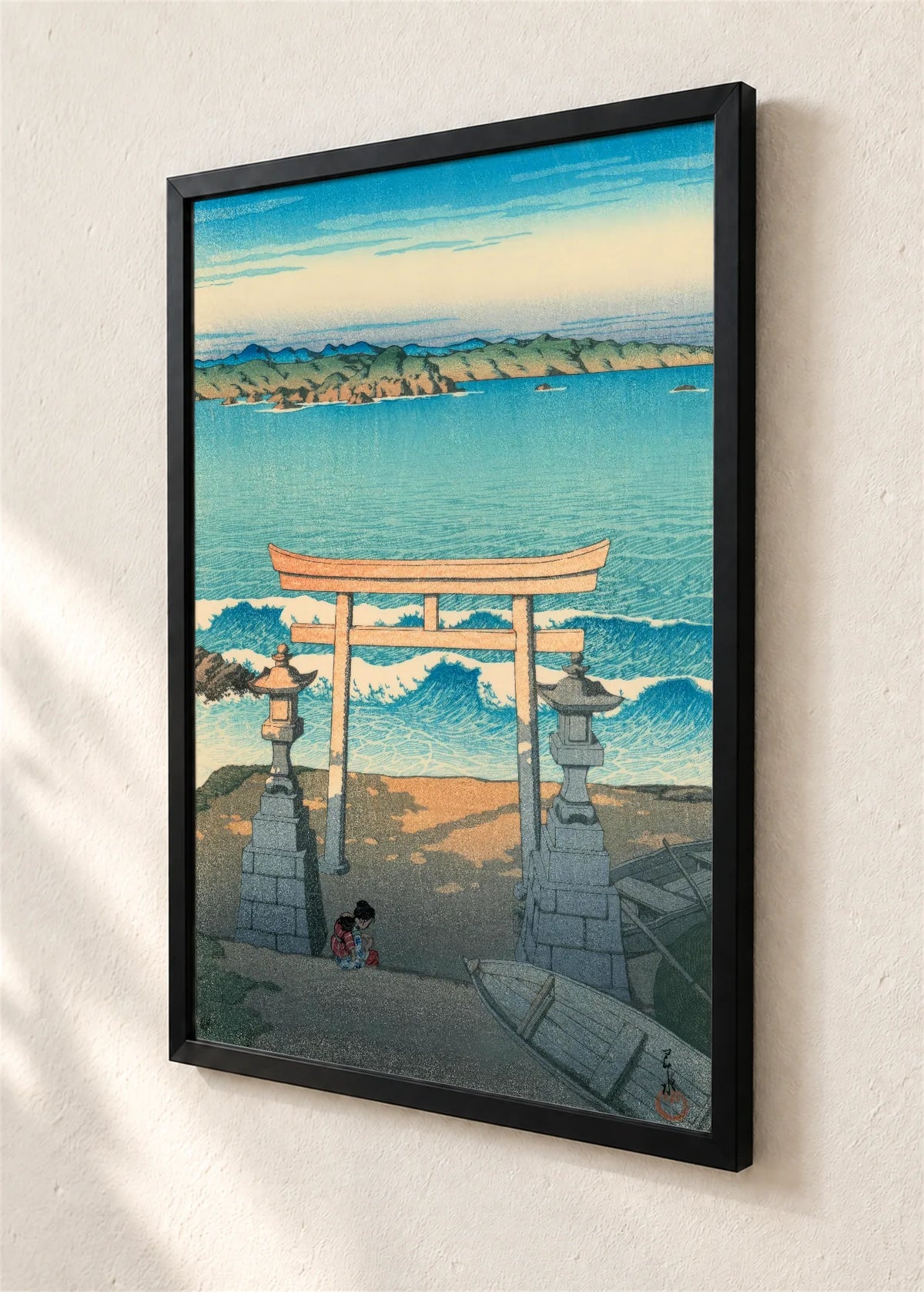 Torii kapija u moru, crni ram, detalj