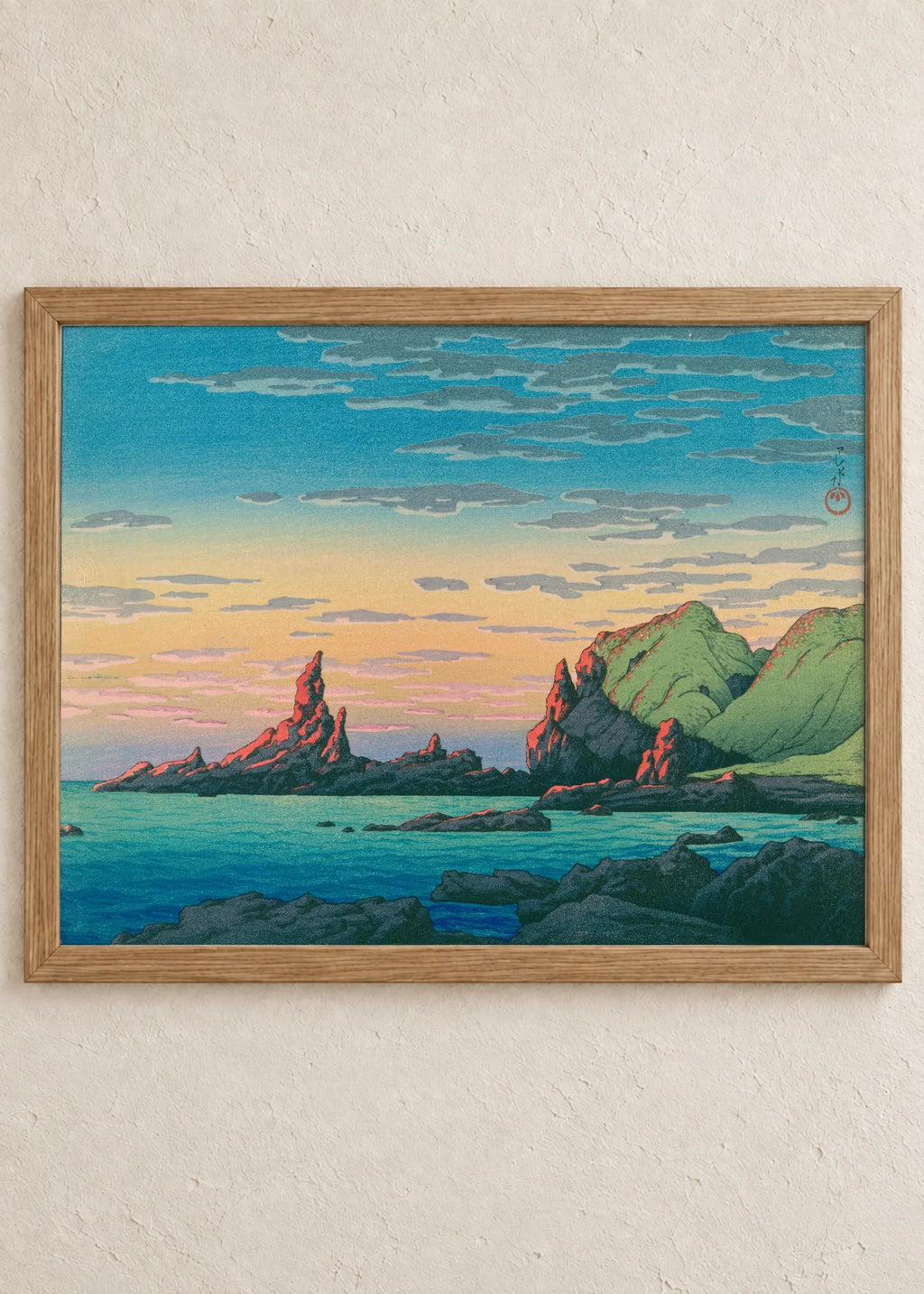 Obala i more: set od 3 postera, Rocky Coast, Sunset, u braon ramu