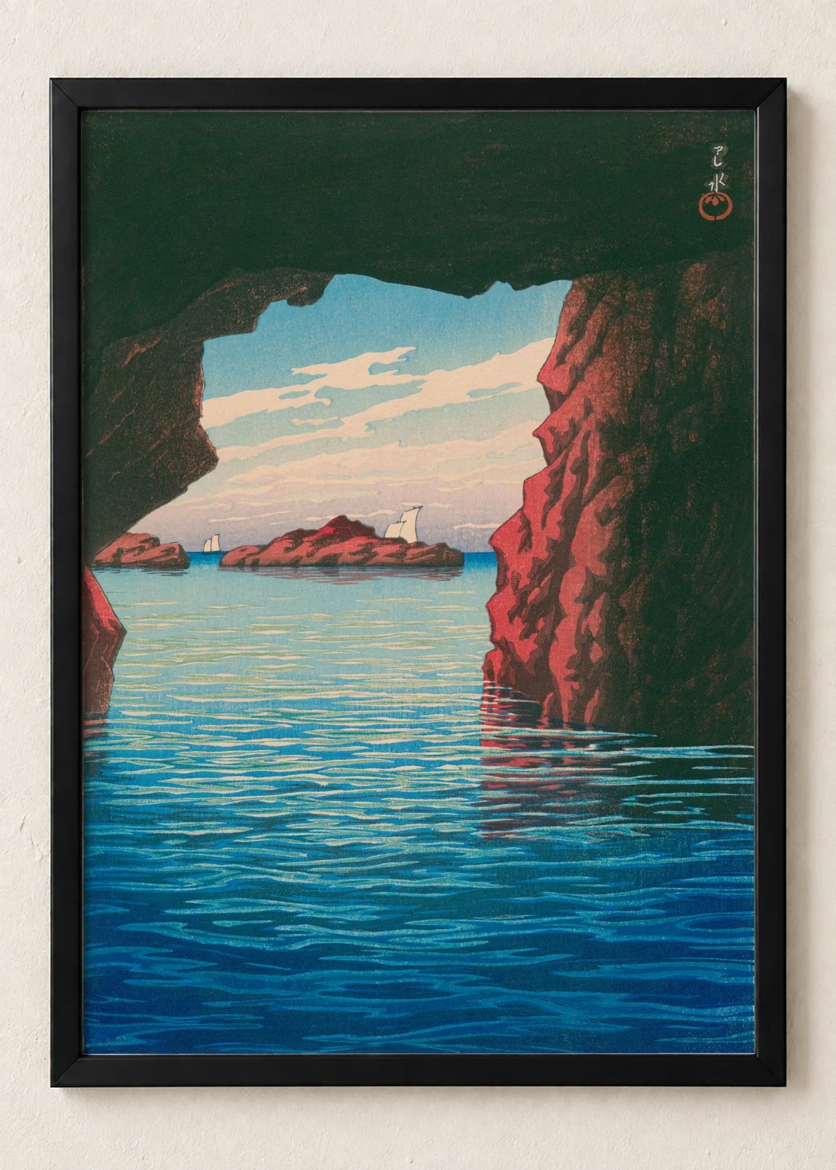 Obala i more: set od 3 postera, View from Sea Cave, u crnim ramu