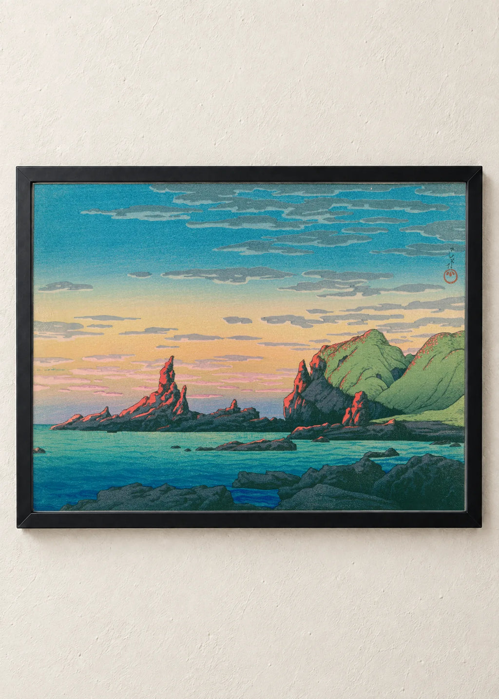 Obala i more: set od 3 postera, Rocky Coast, Sunset, u crnim ramu