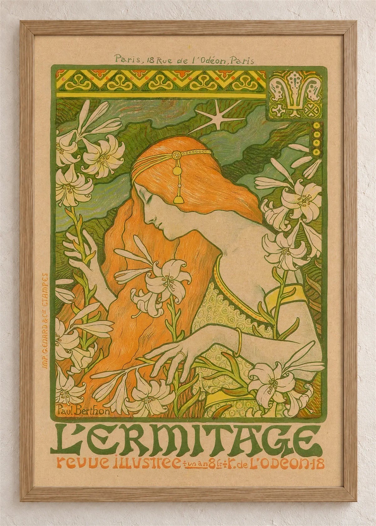 L'Ermitage, plakat za časopis, poster u braon drvenom ramu