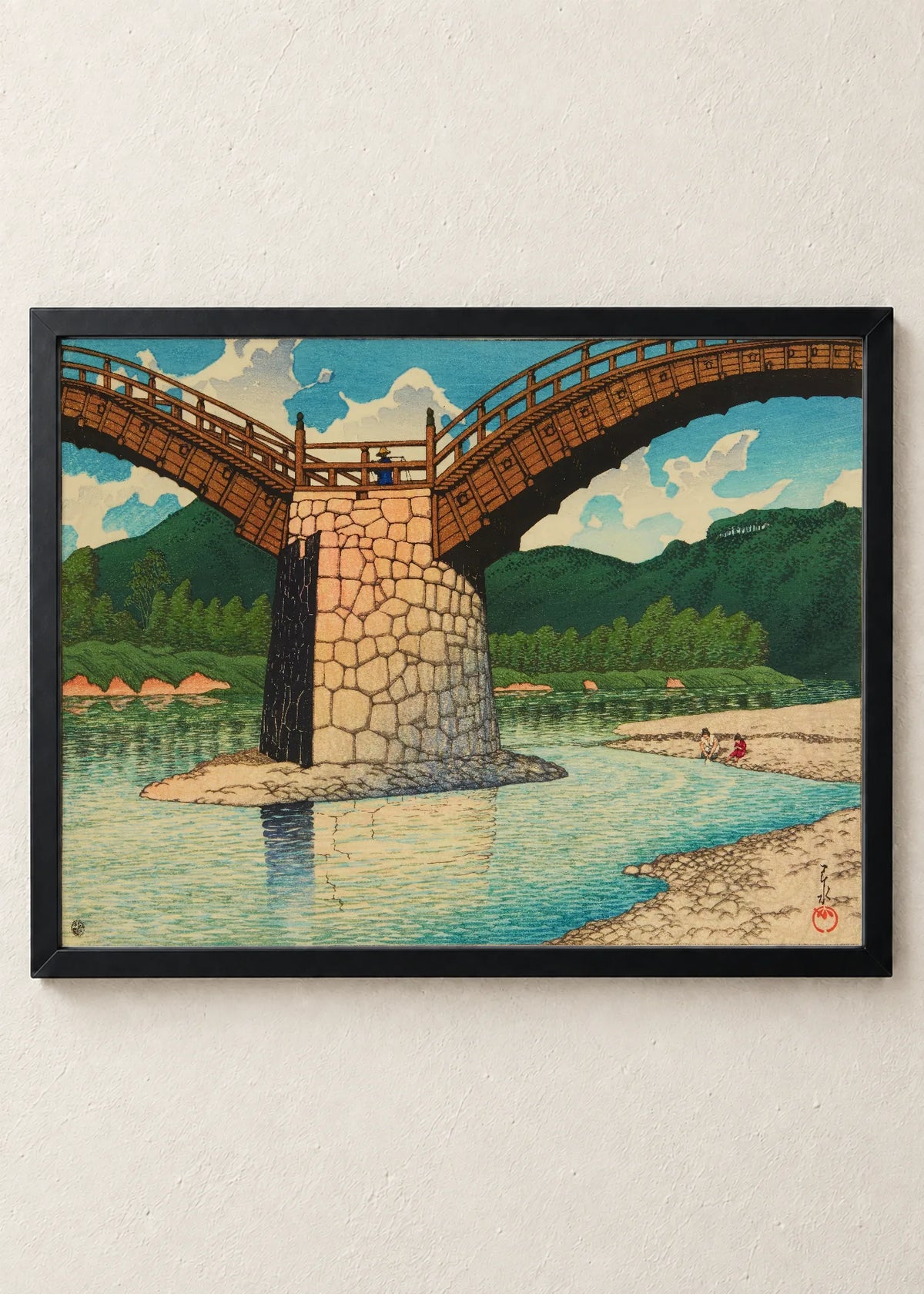 Prolećni mostovi i hramovi: set od 4 postera, Kintai Bridge, Suo Province, u crnim ramu