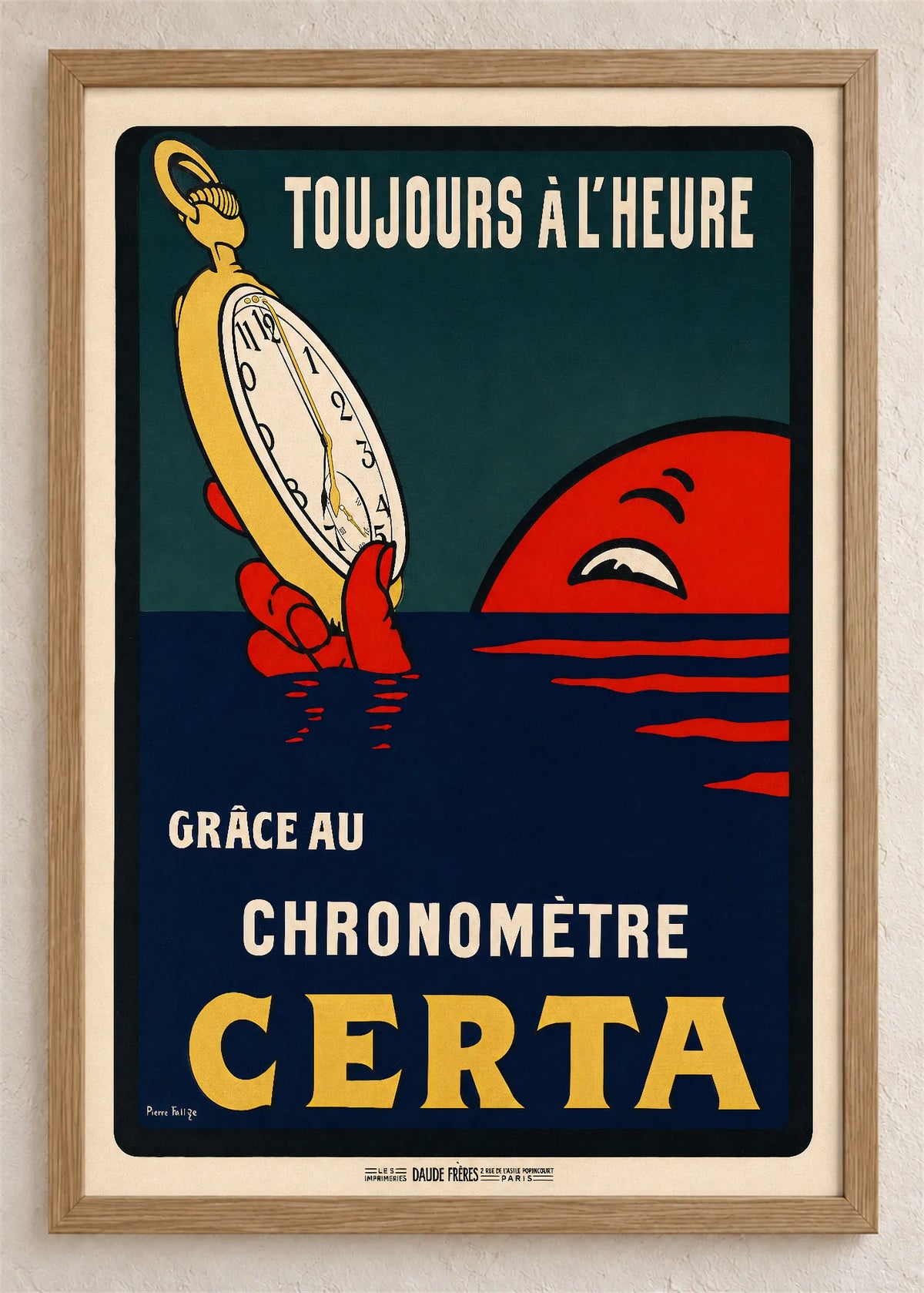 Certina, reklamni plakat, poster u braon drvenom ramu