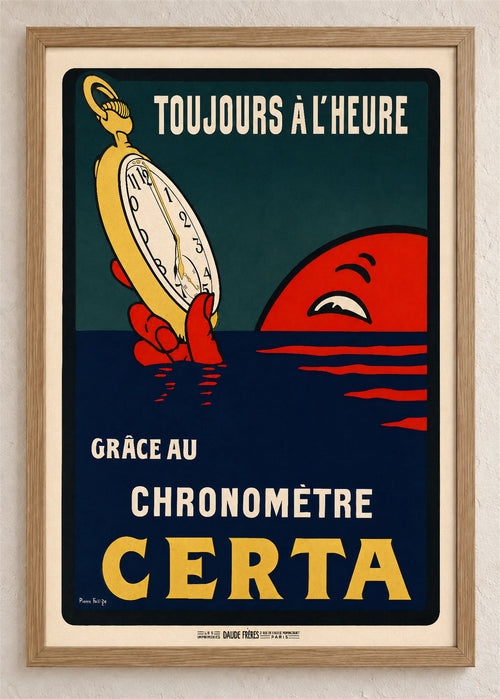 Certina, reklamni plakat, poster u braon drvenom ramu