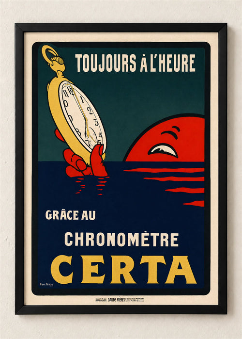 Certina, reklamni plakat, poster u crnom ramu