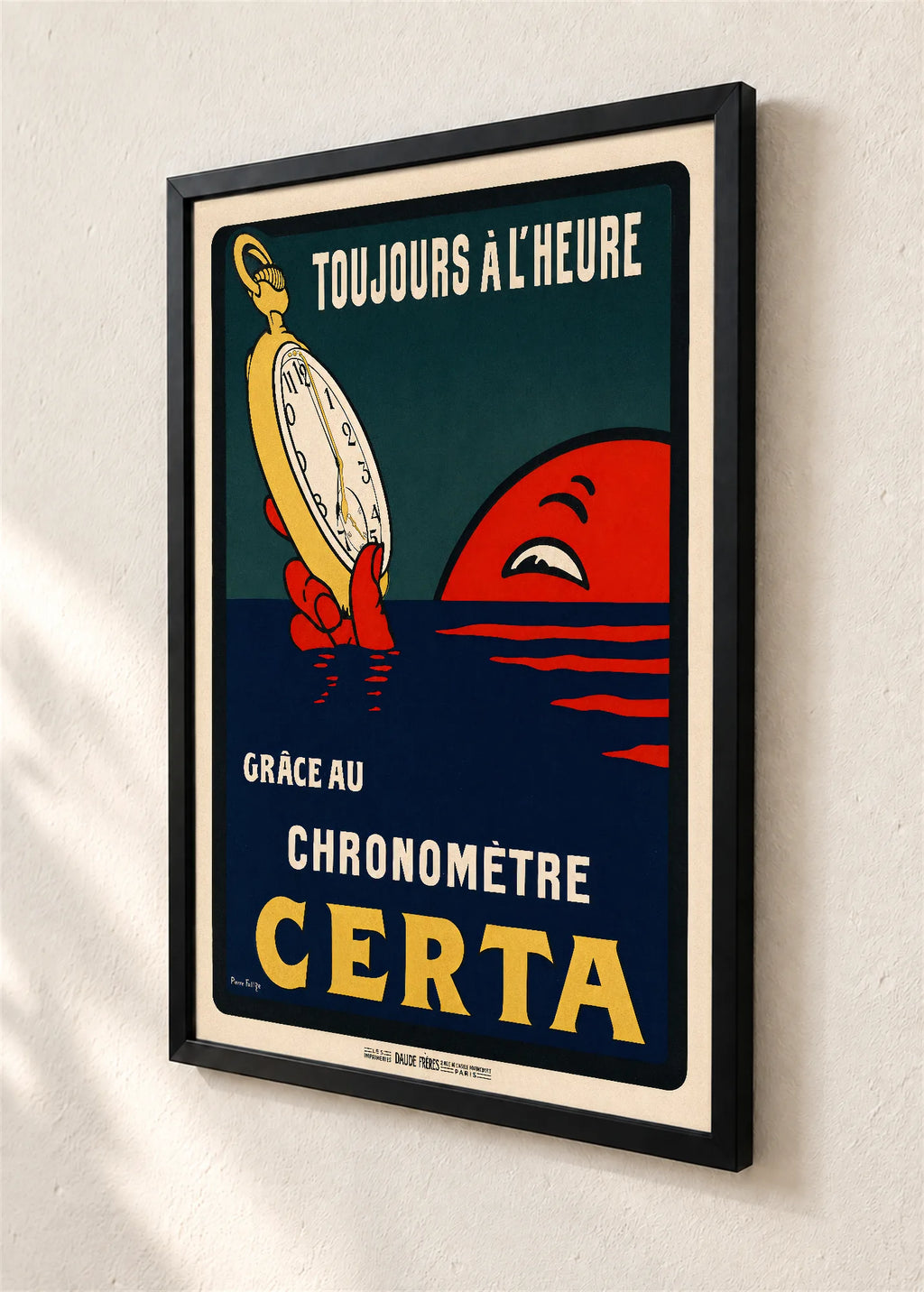 Certina, reklamni plakat, crni ram, detalj