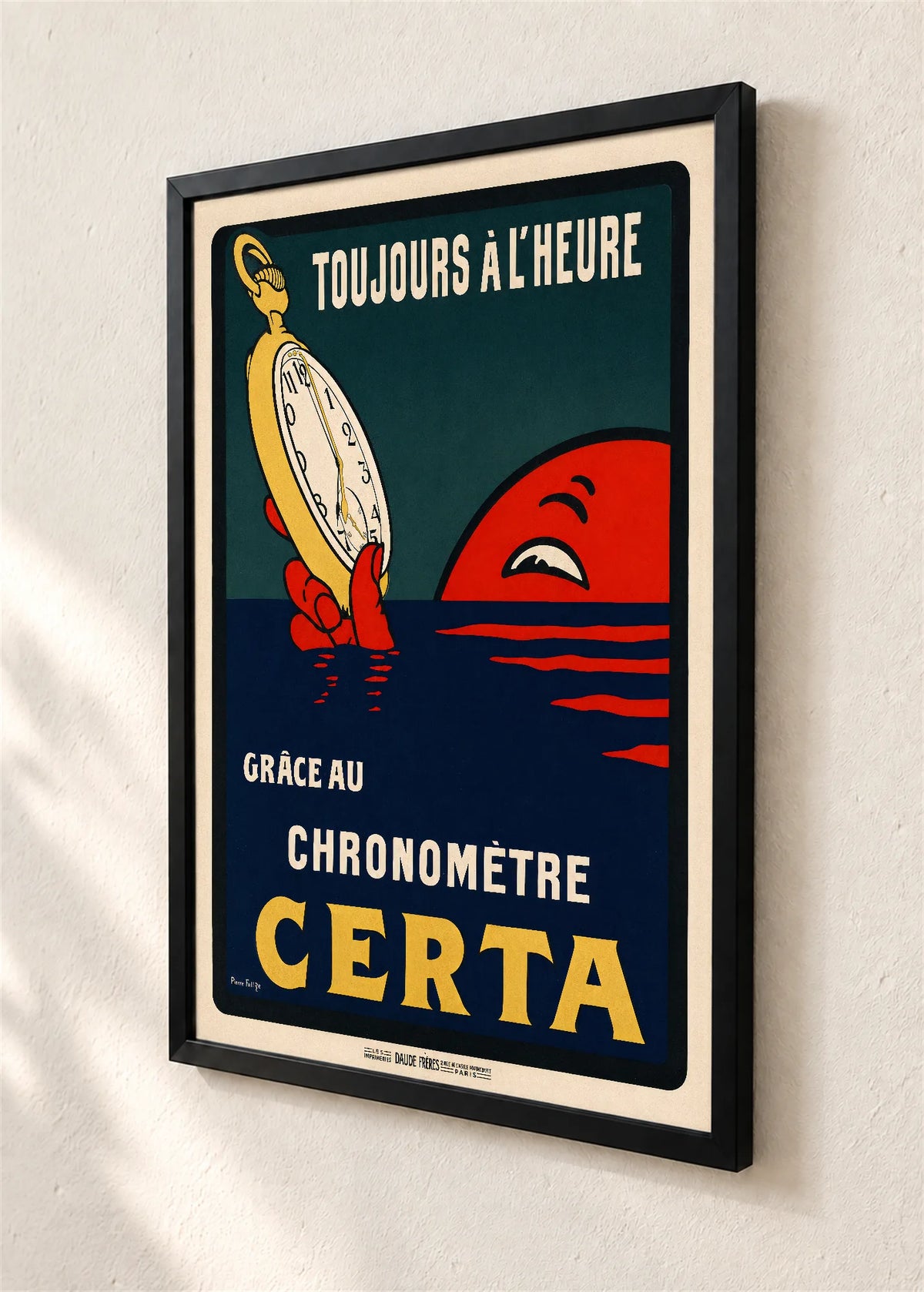 Certina, reklamni plakat, crni ram, detalj