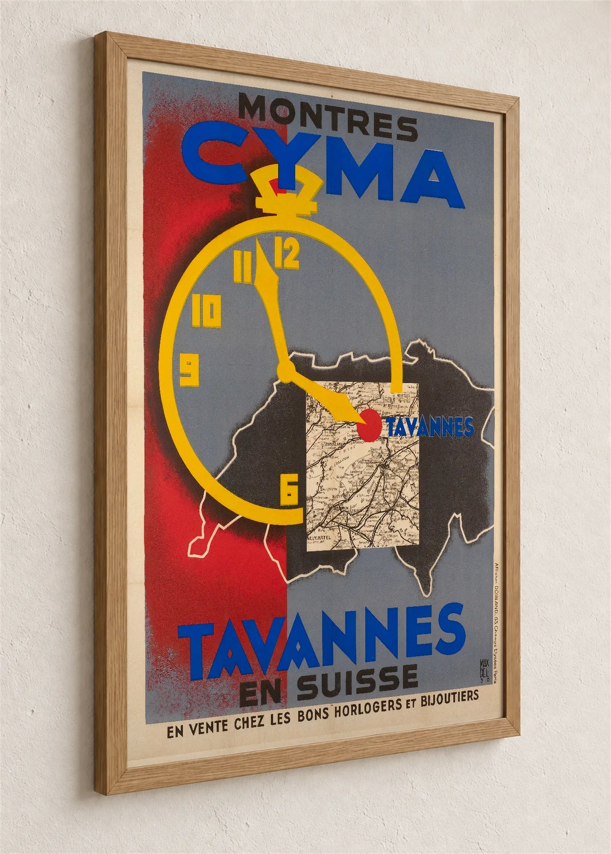Cyma Tavannes, reklamni plakat, braon ram iz ugla