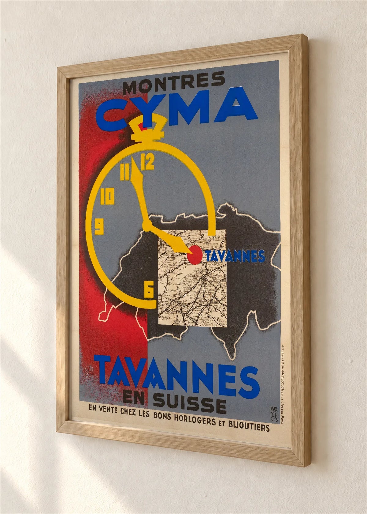 Cyma Tavannes, reklamni plakat, braon ram, detalj