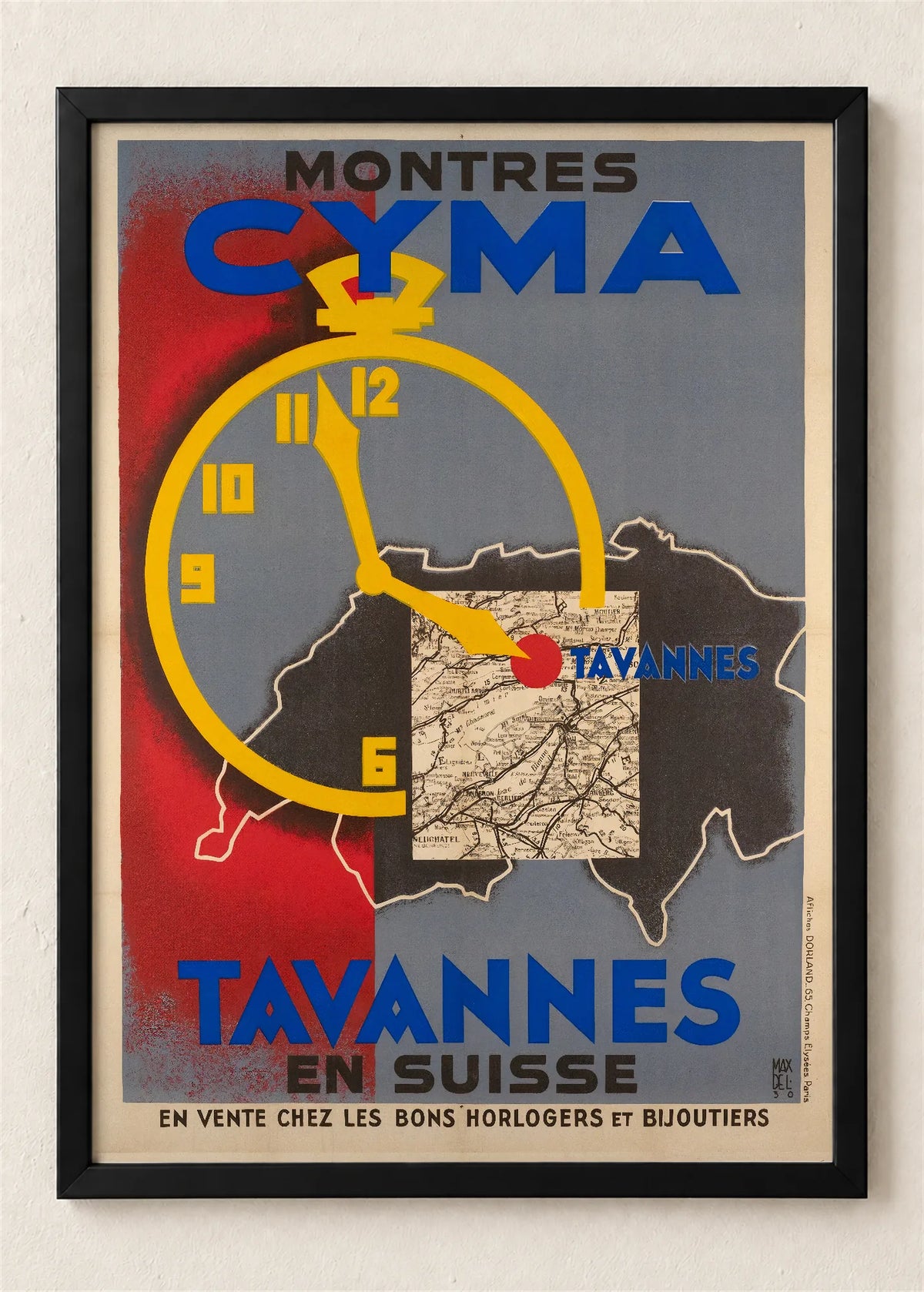Cyma Tavannes, reklamni plakat, poster u crnom ramu