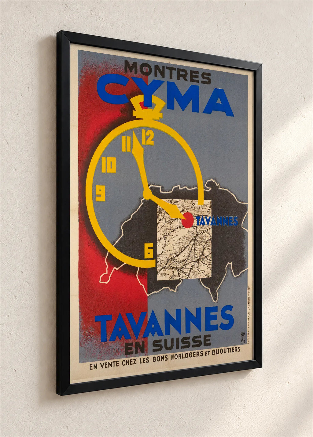 Cyma Tavannes, reklamni plakat, crni ram iz ugla