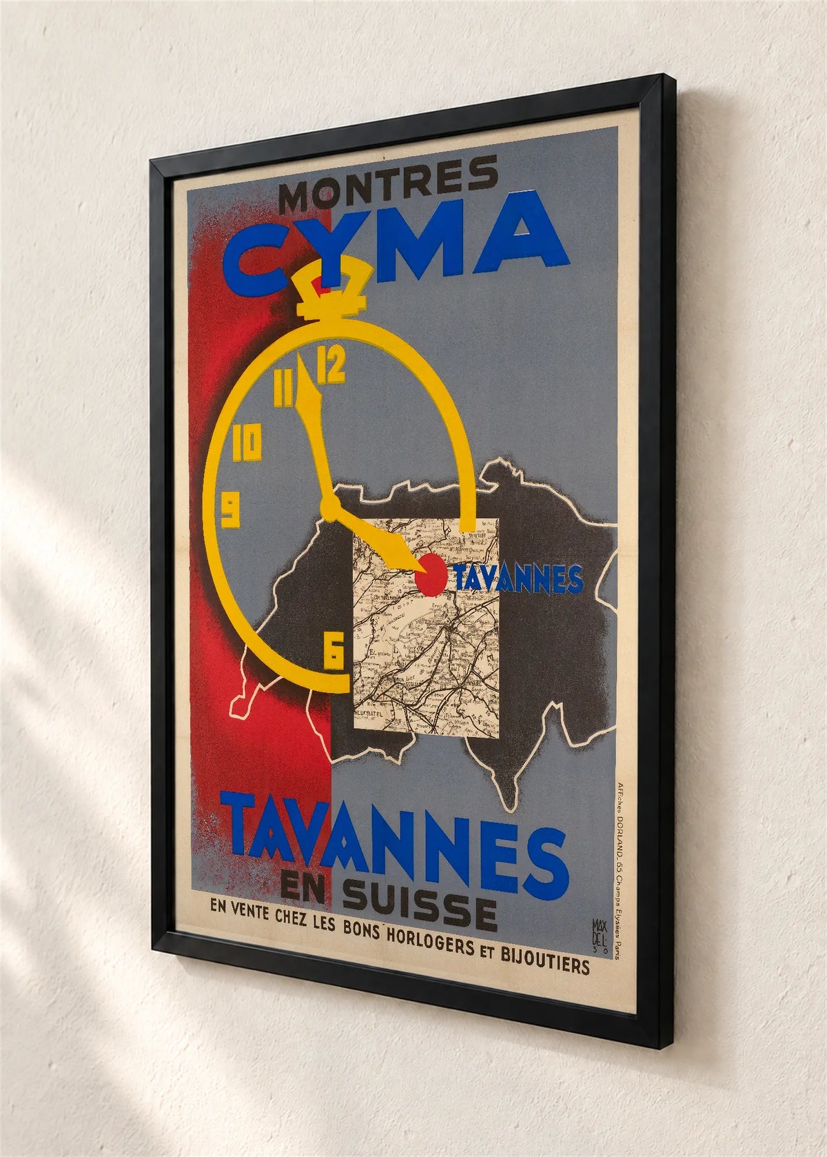 Cyma Tavannes, reklamni plakat, crni ram, detalj