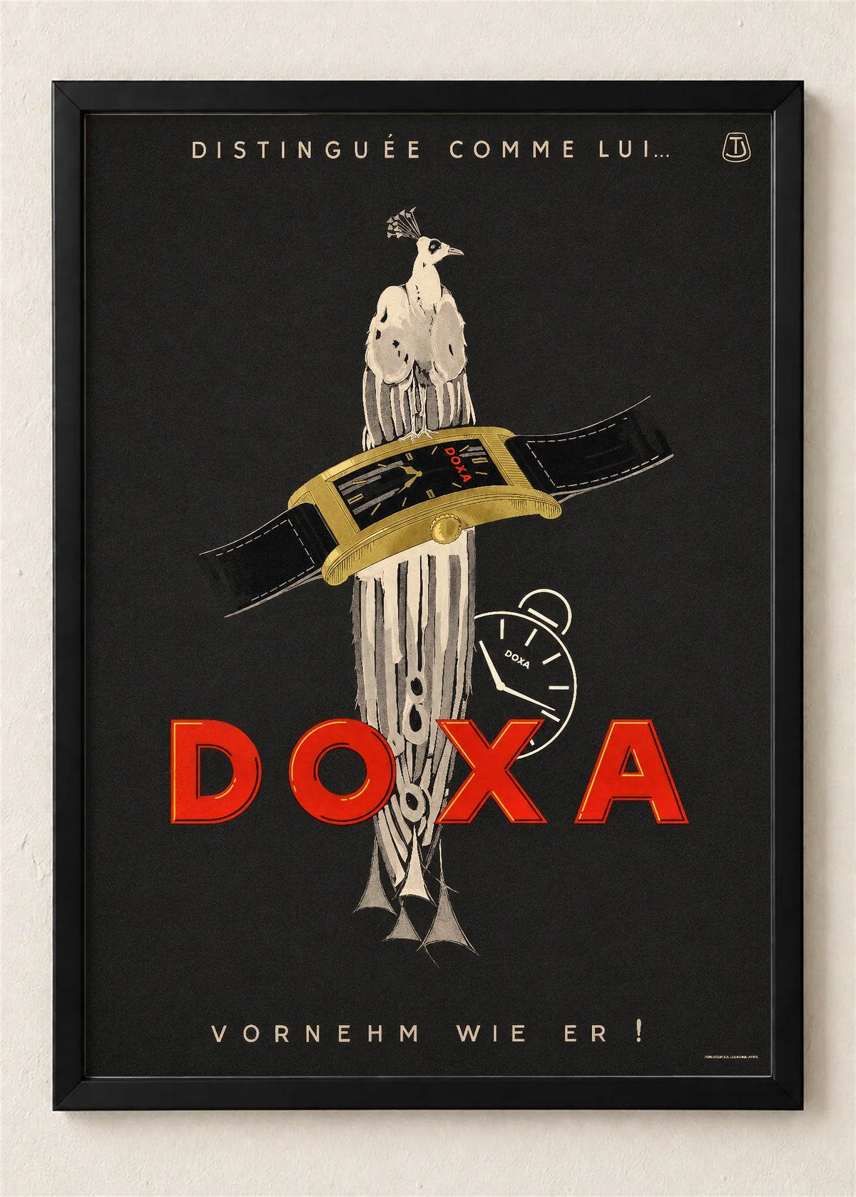 Doxa sa paunom, poster u crnom ramu