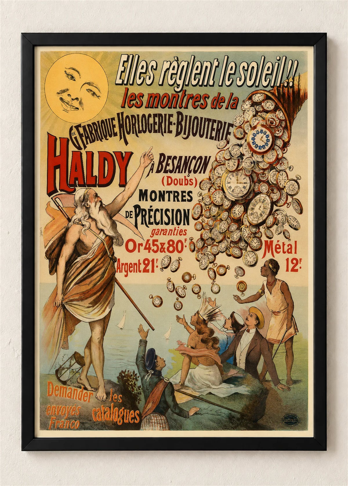 Haldy Besançon, reklamni plakat, poster u crnom ramu
