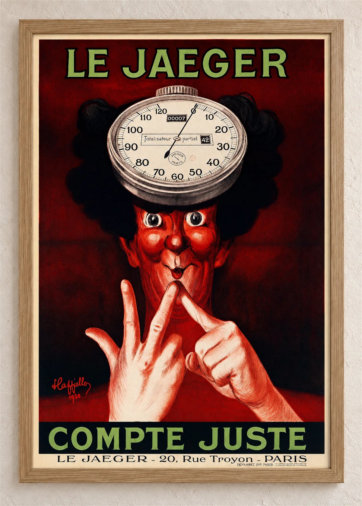 Le Jaeger, reklamni plakat, poster u braon drvenom ramu