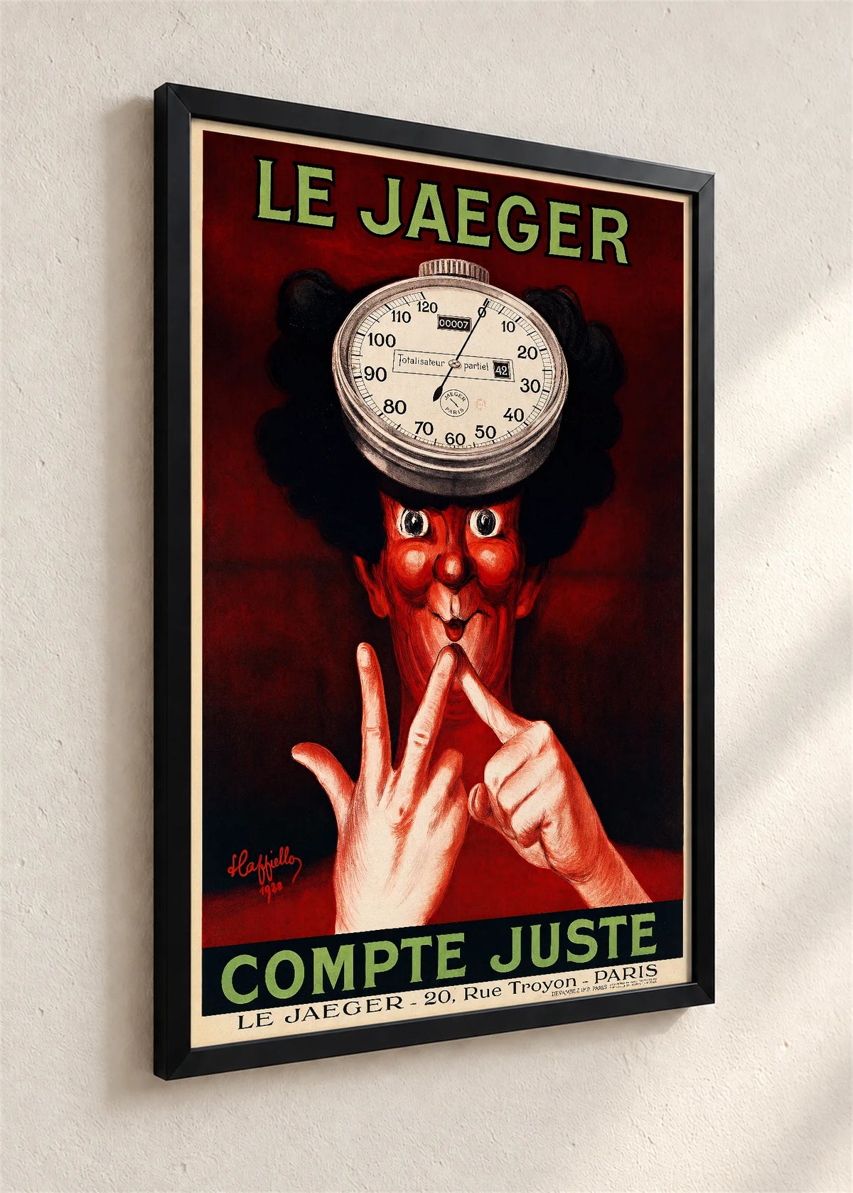 Le Jaeger, reklamni plakat, crni ram iz ugla