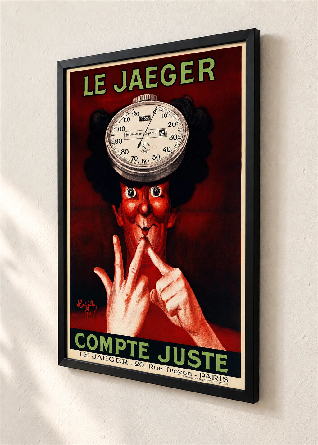 Le Jaeger, reklamni plakat, crni ram, detalj
