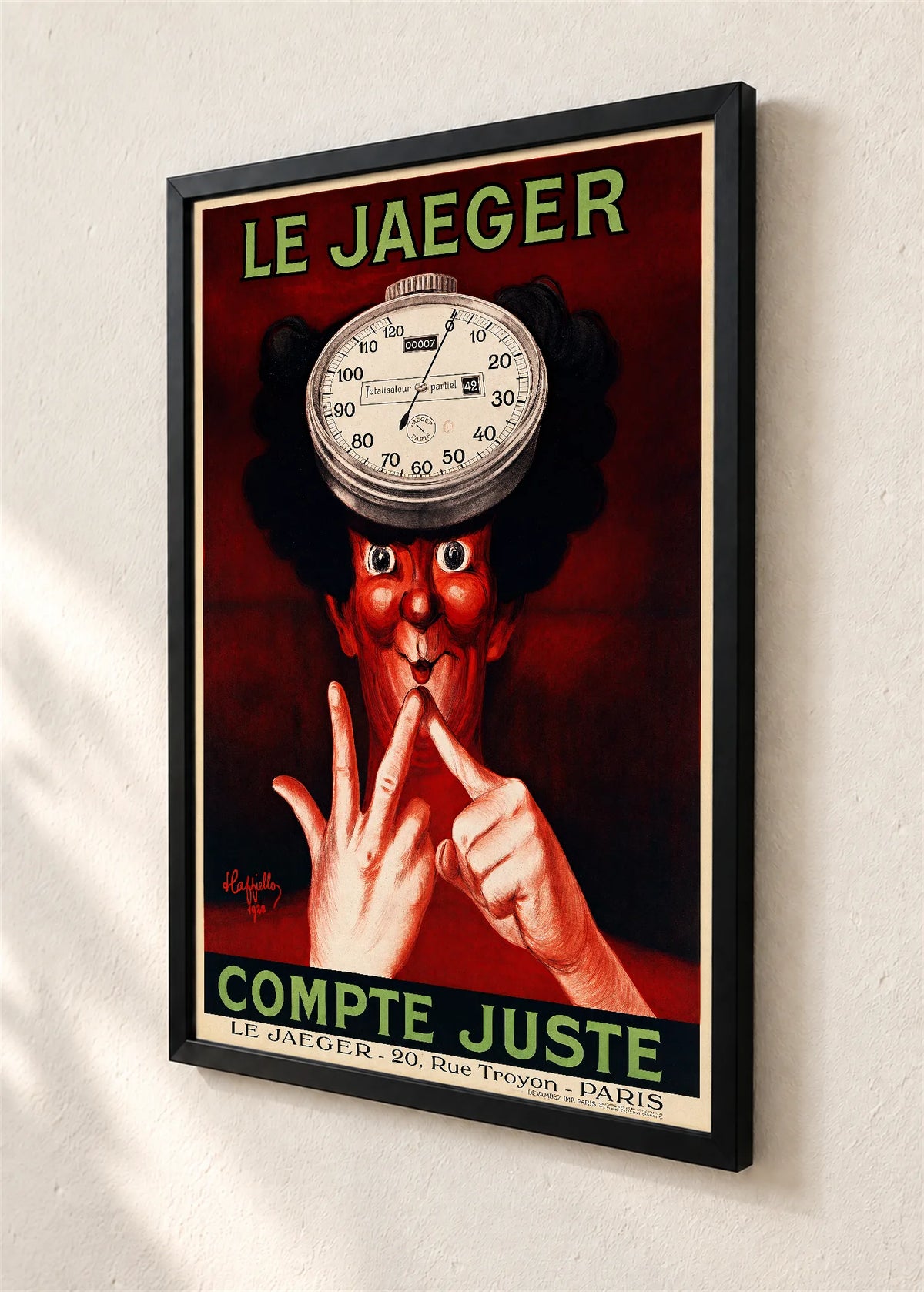 Le Jaeger, reklamni plakat, crni ram, detalj