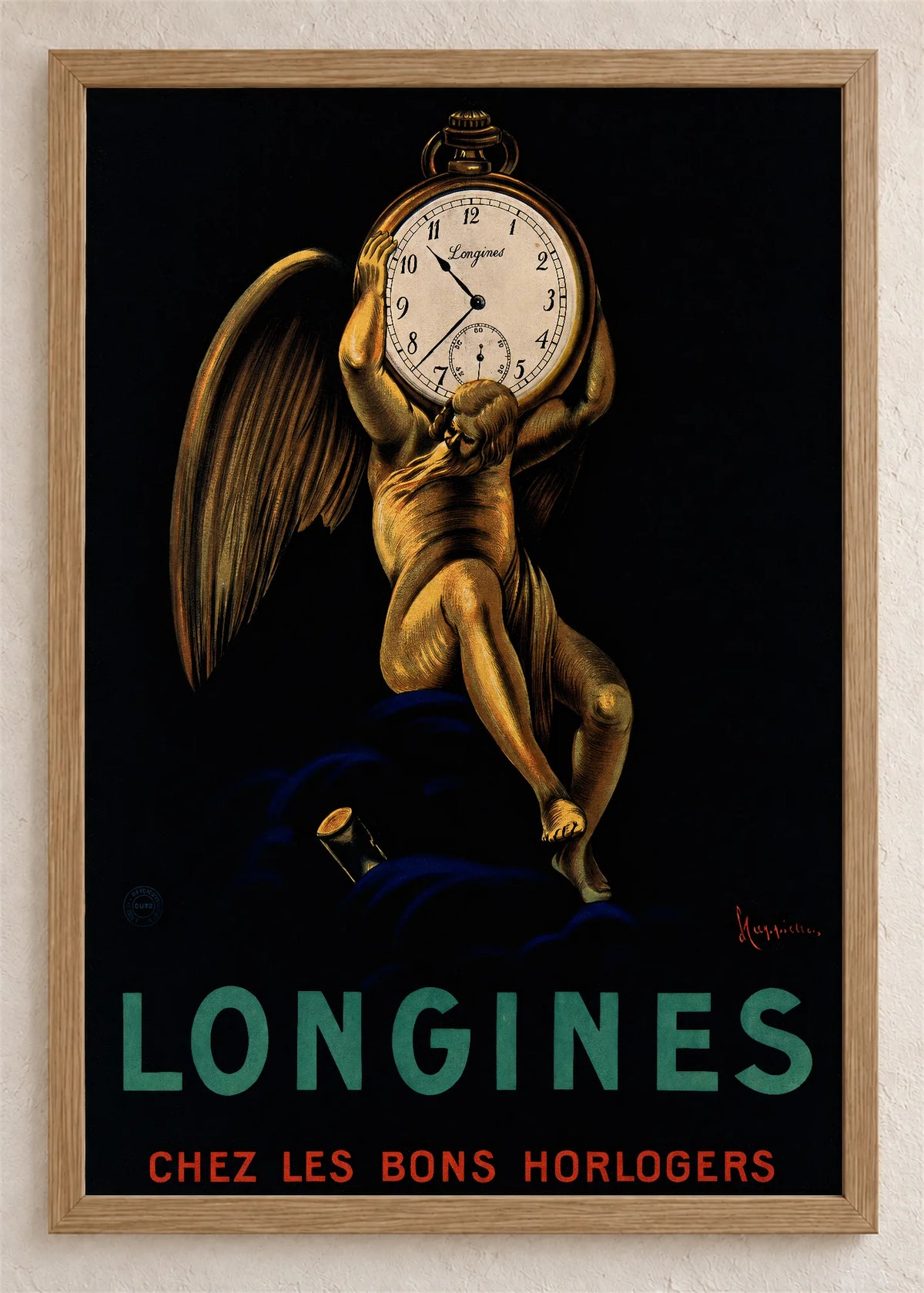 Longines sa anđelom, poster u braon drvenom ramu