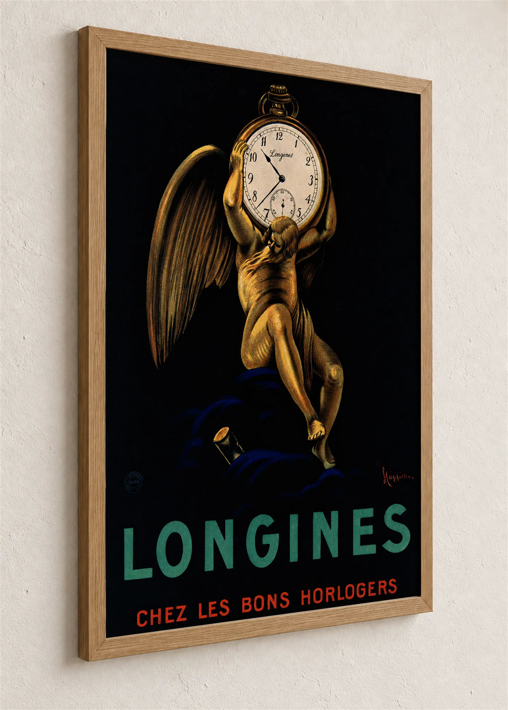 Longines sa anđelom, braon ram iz ugla
