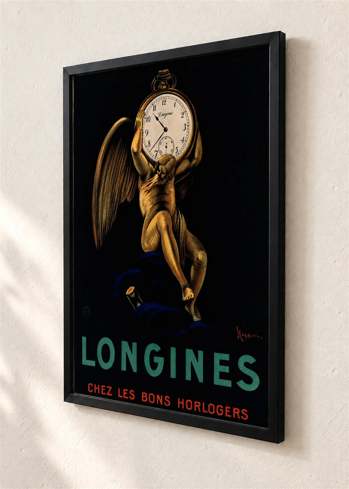 Longines sa anđelom, crni ram, detalj