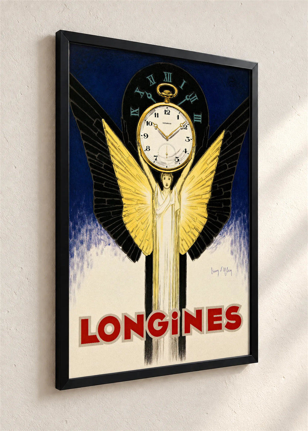 Longines sa krilima, crni ram iz ugla