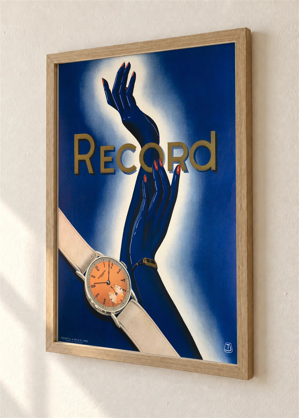 Record, reklamni plakat, braon ram, detalj