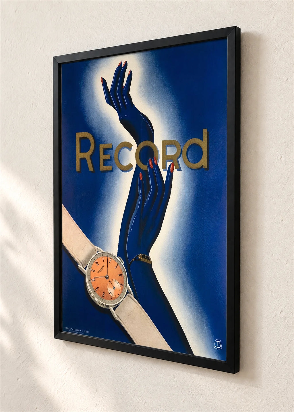 Record, reklamni plakat, crni ram, detalj