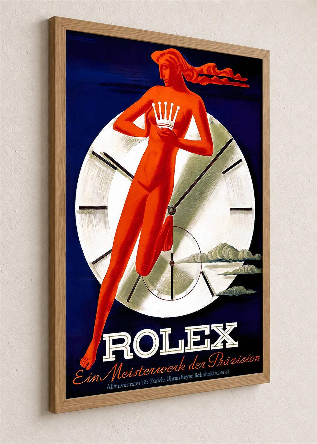 Rolex, reklamni plakat, braon ram iz ugla