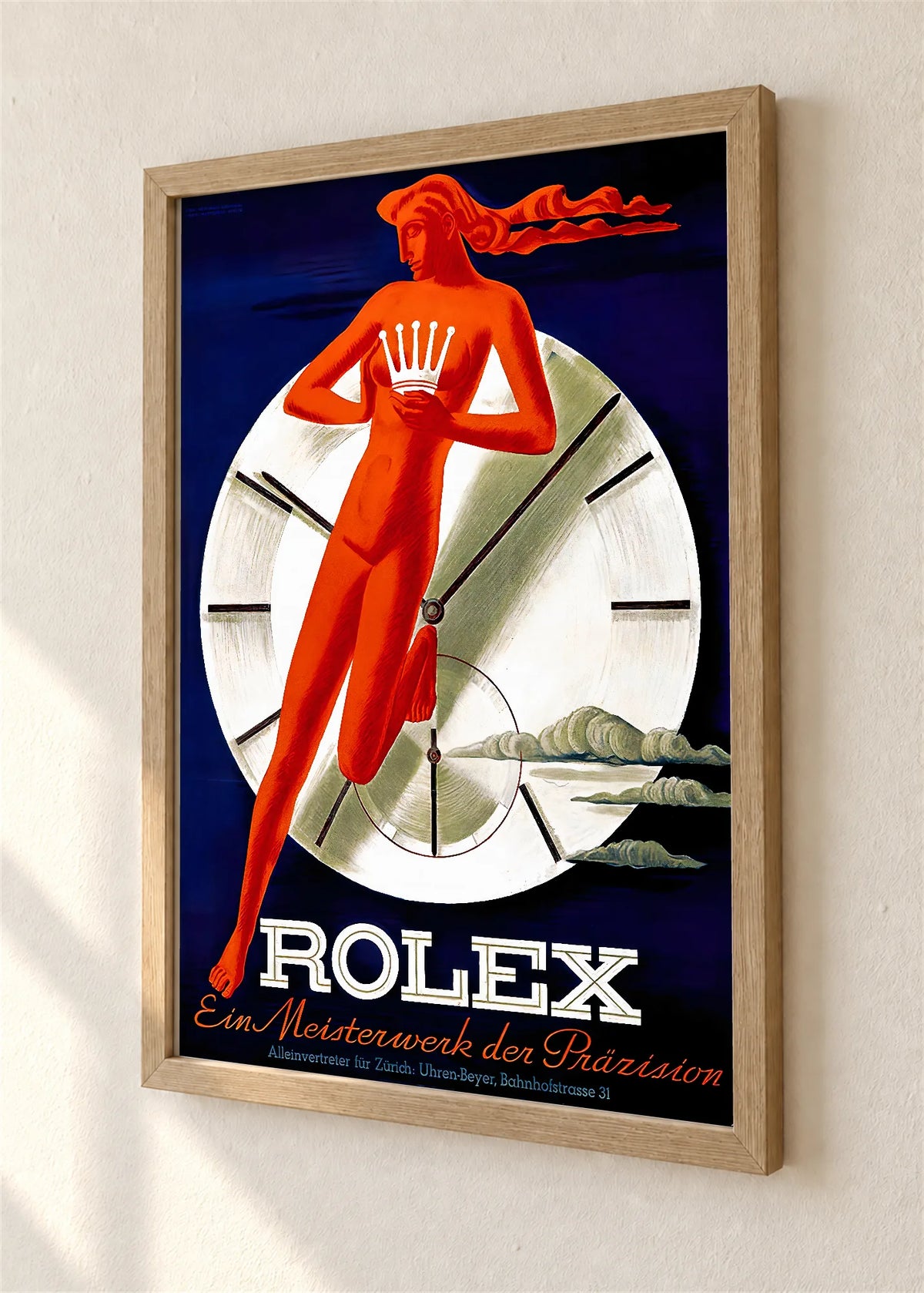 Rolex, reklamni plakat, braon ram, detalj